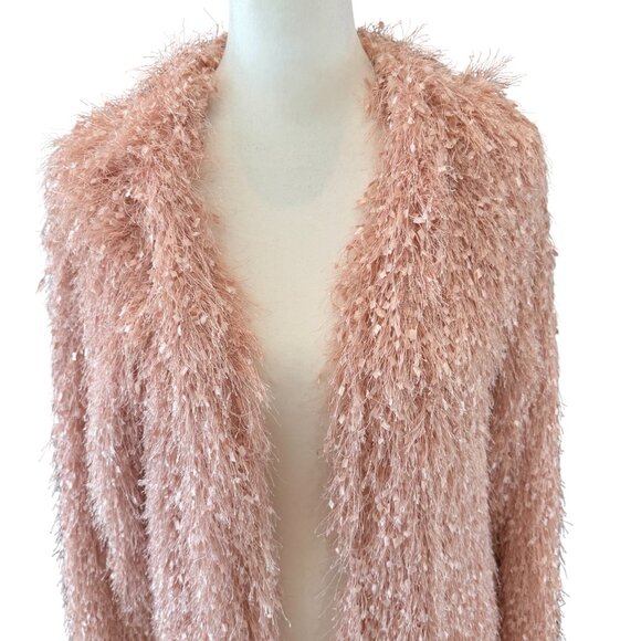 NWT Jella C. Blush Pink Long Maxi Textured Shaggy Cardigan - Picture 6 of 10
